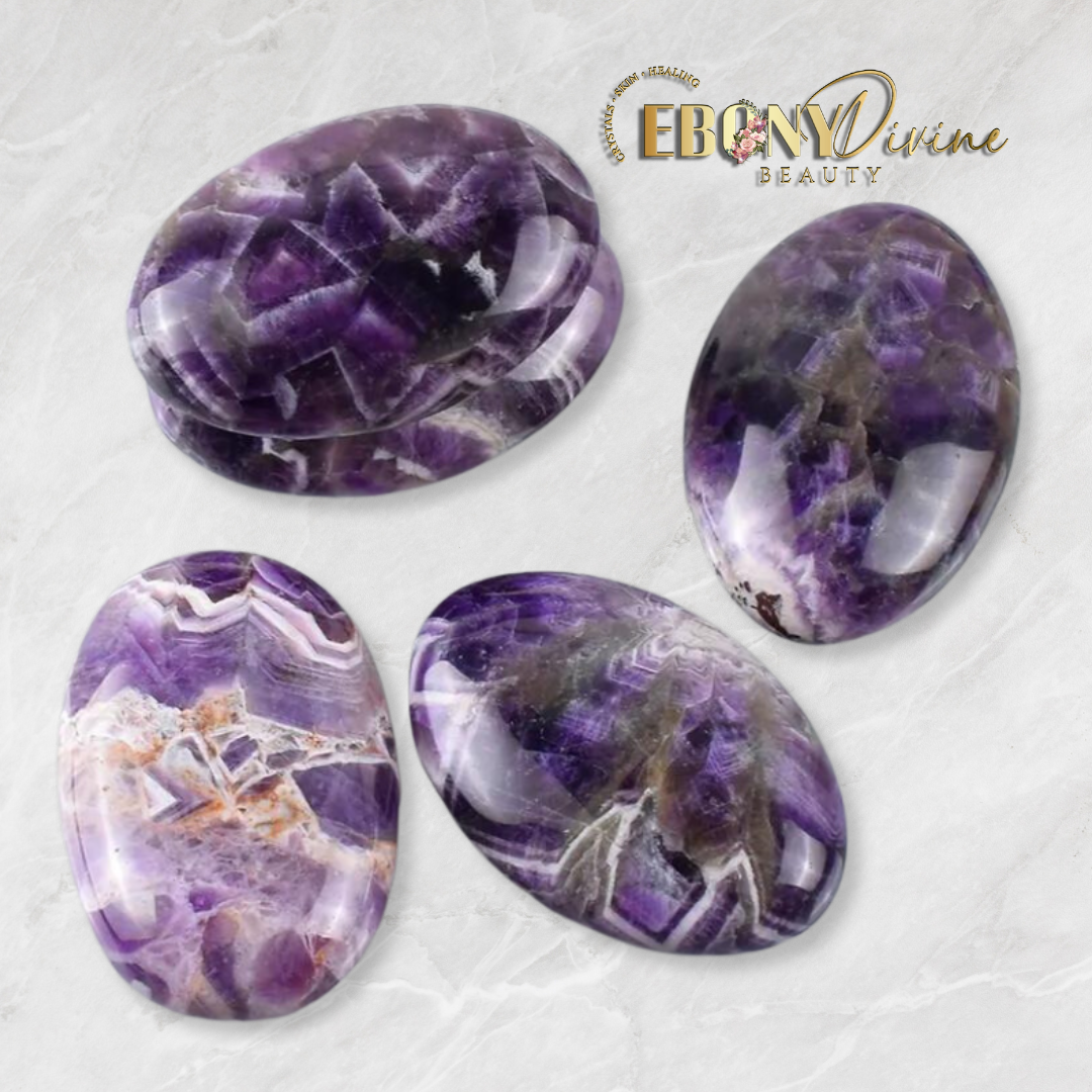 Amethyst Chakra Palm Stone | Hot Massage Stone | Ebony Divine Beauty