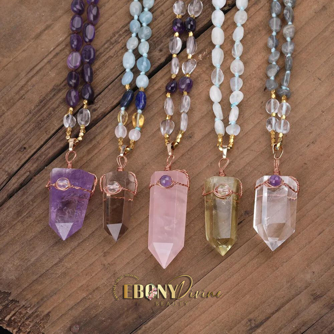 Handmade Natural Crystal Point Pendant Necklace