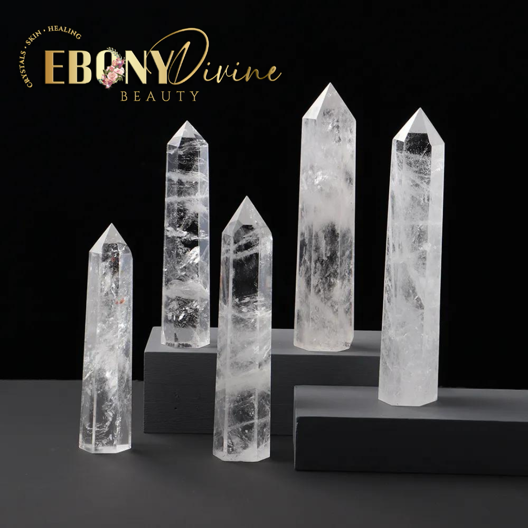 Large Natural Clear Quartz Hexagonal Prisms Obelisk Wand