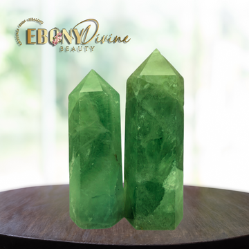 XXL-Large Natural Green Fluorite Crystal Point Tower: Healing Energy for Mind, Body, & Home