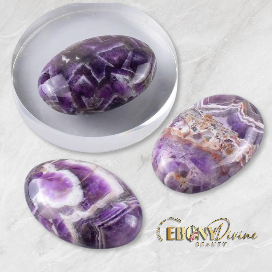 Amethyst Chakra Palm Stone | Hot Massage Stone | Ebony Divine Beauty