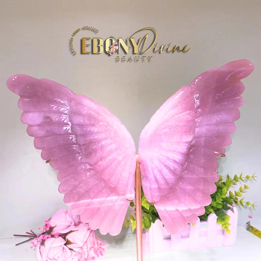 XXL Natural Rose Quartz Butterfly Wings: Symbol of Love & Harmony