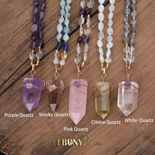 Handmade Natural Crystal Point Pendant Necklace