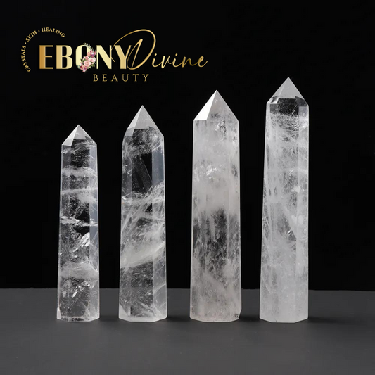 Large Natural Clear Quartz Hexagonal Prisms Obelisk Wand