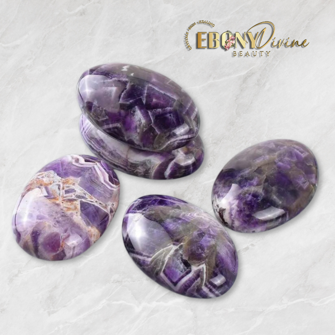 Amethyst Chakra Palm Stone | Hot Massage Stone | Ebony Divine Beauty