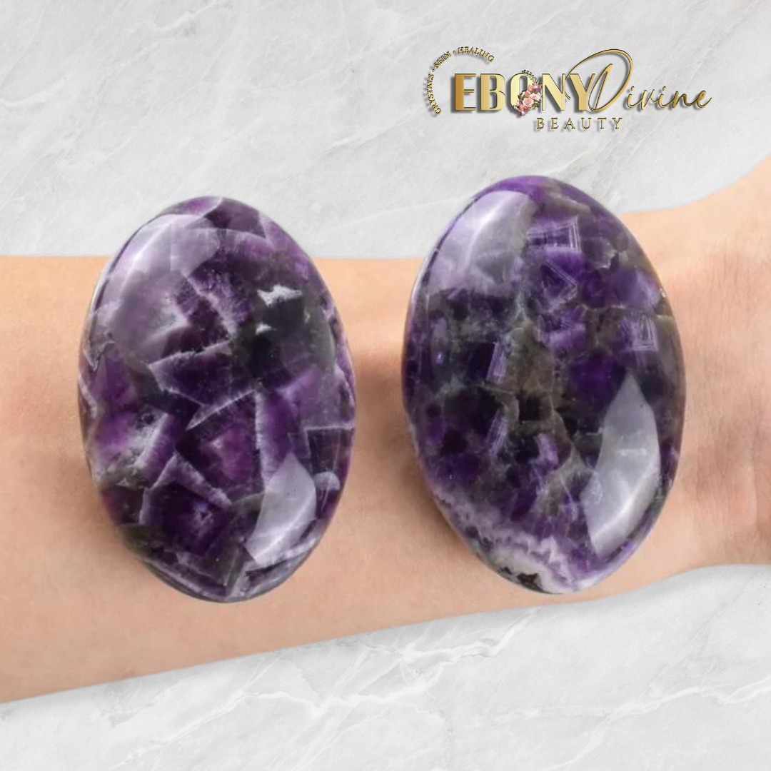 Amethyst Chakra Palm Stone | Hot Massage Stone | Ebony Divine Beauty