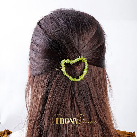 Natural Crystal Gravel Heart-Shaped Hair Clip