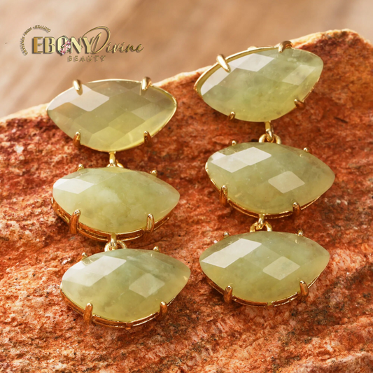 18K Real Gold-Plated Natural Crystal Drop Earrings