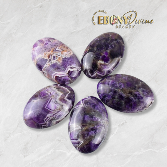 Amethyst Chakra Palm Stone | Hot Massage Stone | Ebony Divine Beauty