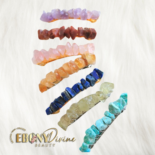 Natural Chunky Crystal Beaded Hair Clips