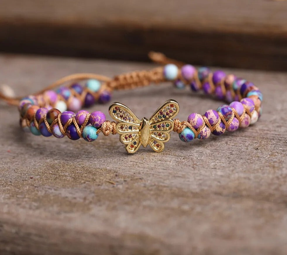 Women's Butterfly Beaded Bracelet | Ebony Divine Beauty