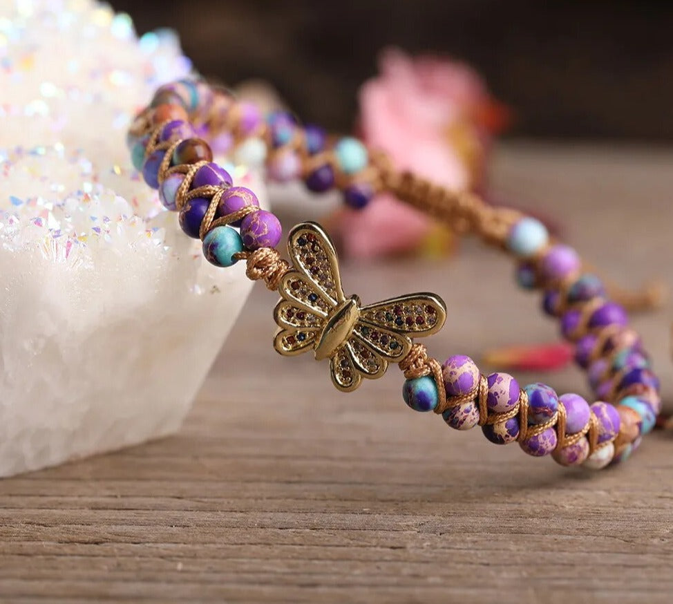 Women's Butterfly Beaded Bracelet | Ebony Divine Beauty