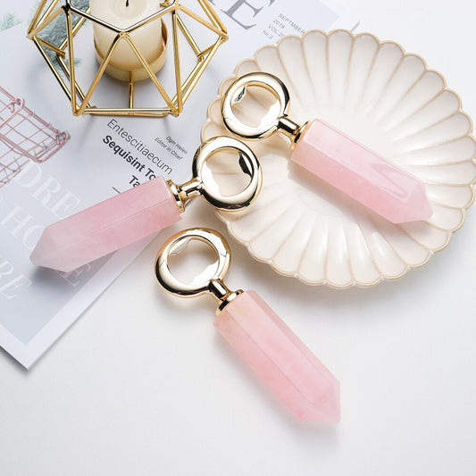 Natural Crystal Rose Quartz Bar Bottle Opener: Unique Bar Utensil & Creative Gift