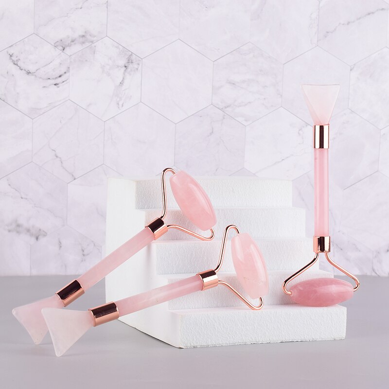 Rose Quartz Crystal Face Roller & Natural Stone Mask Brush - Ultimate Facial Care and Gua Sha Massage Set for Skin Detox image 7