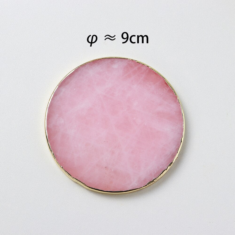 Ebony Divine Beauty Natural Crystal Rose Quartz Round Coaster image 4