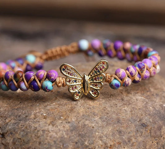 Women's Butterfly Beaded Bracelet | Ebony Divine Beauty