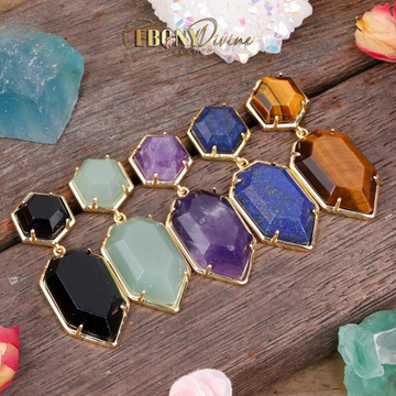 Irregular Shape Natural Gem Stone Dangle Earrings