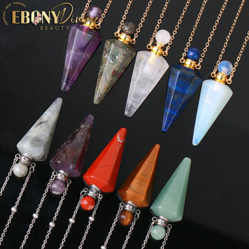 Essential Oil Gemstone Crystal Vial Pendant Necklace