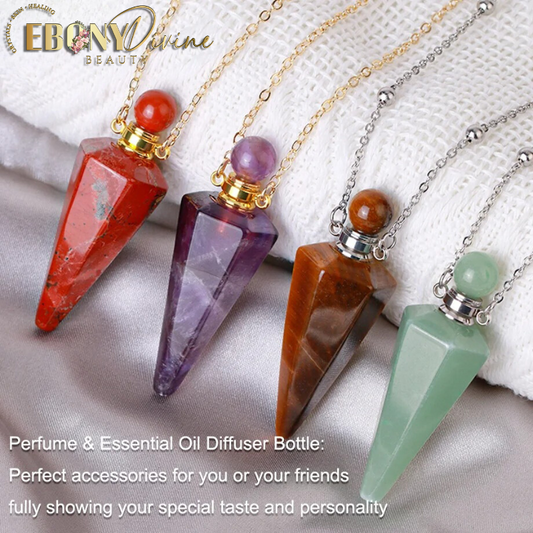 Essential Oil Gemstone Crystal Vial Pendant Necklace