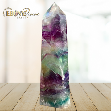 Large Natural Colored Fluorite Crystal Tower: Tranquil Energy for Spiritual Well-Being