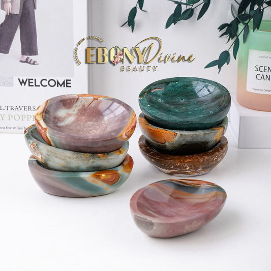 Ebony Divine Beauty Natural Ocean Jasper Crystal Bowl image 1