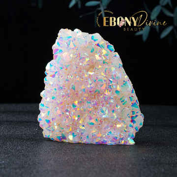 Natural Aura Clear Quartz Crystal Cluster Decor