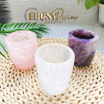 1pc Natural Amethyst, Rose Quartz, & Clear Quartz Crystal Cup: Decor & Anti-Aging Energy Healing