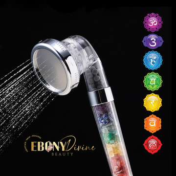 Natural Crystal Seven Chakra Gravels Shower Head: Elevating Wellness with Gemstone Energies and Water Purity