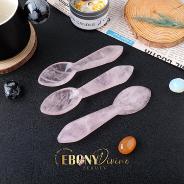 Natural Rose Quartz Gua Sha Crystal Spoon: Handcrafted Health Healing Energy Stone