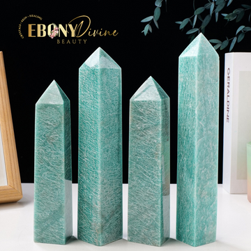 Large Natural Amazonite Crystal Four-Sided Column Tower: Ideal for Home Decor & Spiritual Gifts