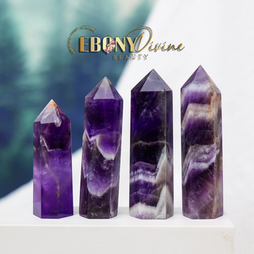 Small Natural Dream Amethyst Hexagonal Crystal Column Wand Infused with Reiki: Ideal for Healing & Home Decor