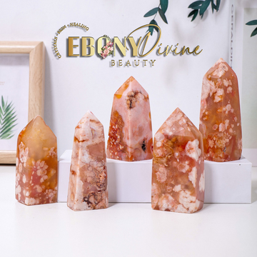 Small Natural Red Cherry Agate Crystal Point Tower