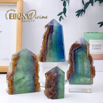 Natural Green Fluorite Crystal Tower: Healing Stone for Growth