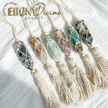 Natural Gemstone Crystal Hand-Woven Pendant Tassel: For Car & Healing Home Decor