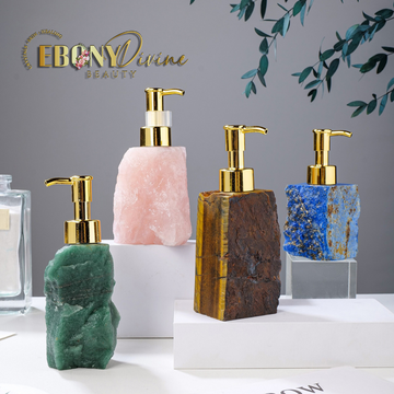 Natural Crystal Raw Stone Manual Soap Dispenser: Anti-Aging Energy & Decor