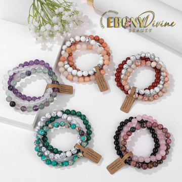 Manifestation Bracelets: 3Pcs/Set Natural Stone Crystal Beads Bracelet Collection