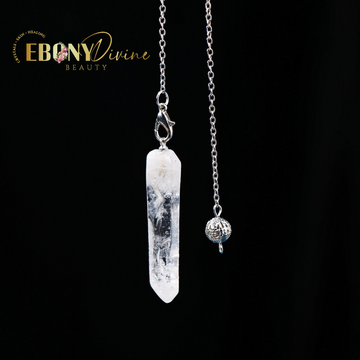 Clear Quartz Single Crystal Pendulum | Ebony Divine Beauty