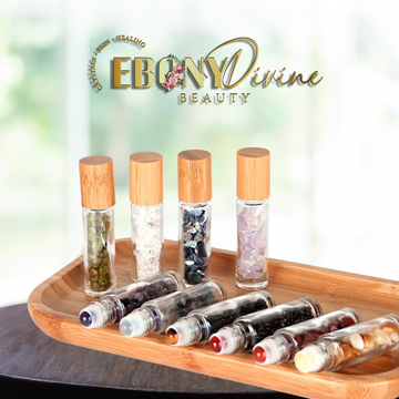 10ml Gemstone Roll-On Bottle: Intention Setting for Essential Oils with Bamboo Lid