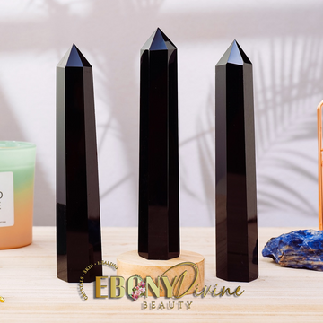 Natural Obsidian Crystal Column Healing Stone