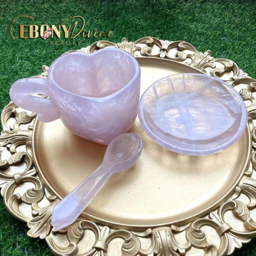 Rose Quartz Crystal Carving Tea Mug with Spoon