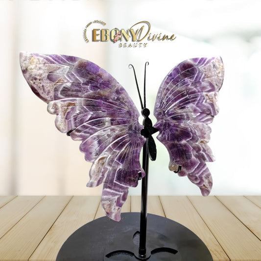 XXL Hand-Carved Natural Amethyst Butterfly Wings