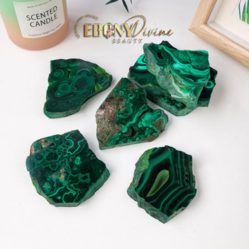 Natural Gem Malachite Crystal Slice - Rough Irregular Shape for a Unique Mineral Specimen Collection