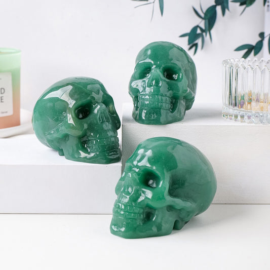 Natural Green Aventurine Crystal Skull Carving - Manifestation Gemstone Skull (1PC 3-inch)