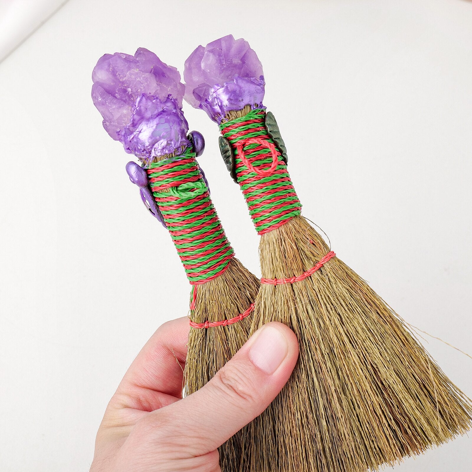 Amethyst Crystal Broom | Crystal Scepter Broom | Ebony Divine Beauty