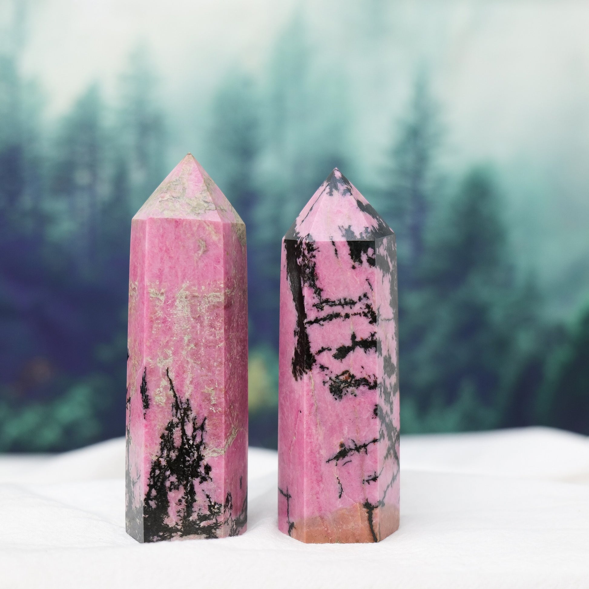 Ebony Divine Beauty Natural Crystal Rhodonite Point Healing Obelisk image 4