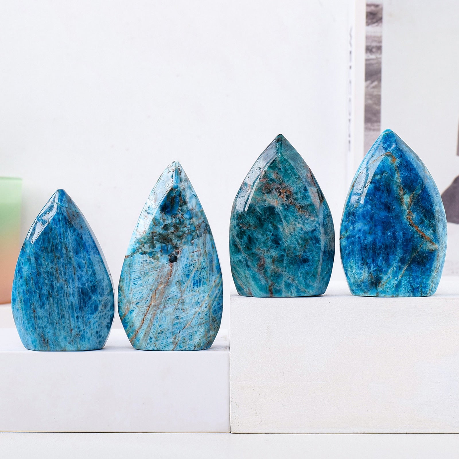 Blue Apatite Flame Shape Crystal | Ebony Divine Beauty