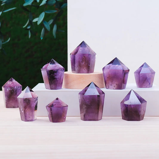 Natural Amethyst Crystal Tower Infused with Reiki for Healing Meditation & Balancing