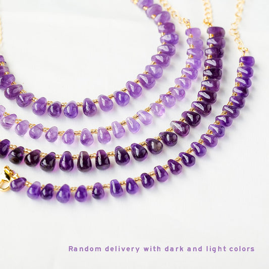 Natural Crystal Polished Amethyst: Water Drop Healing Bracelet