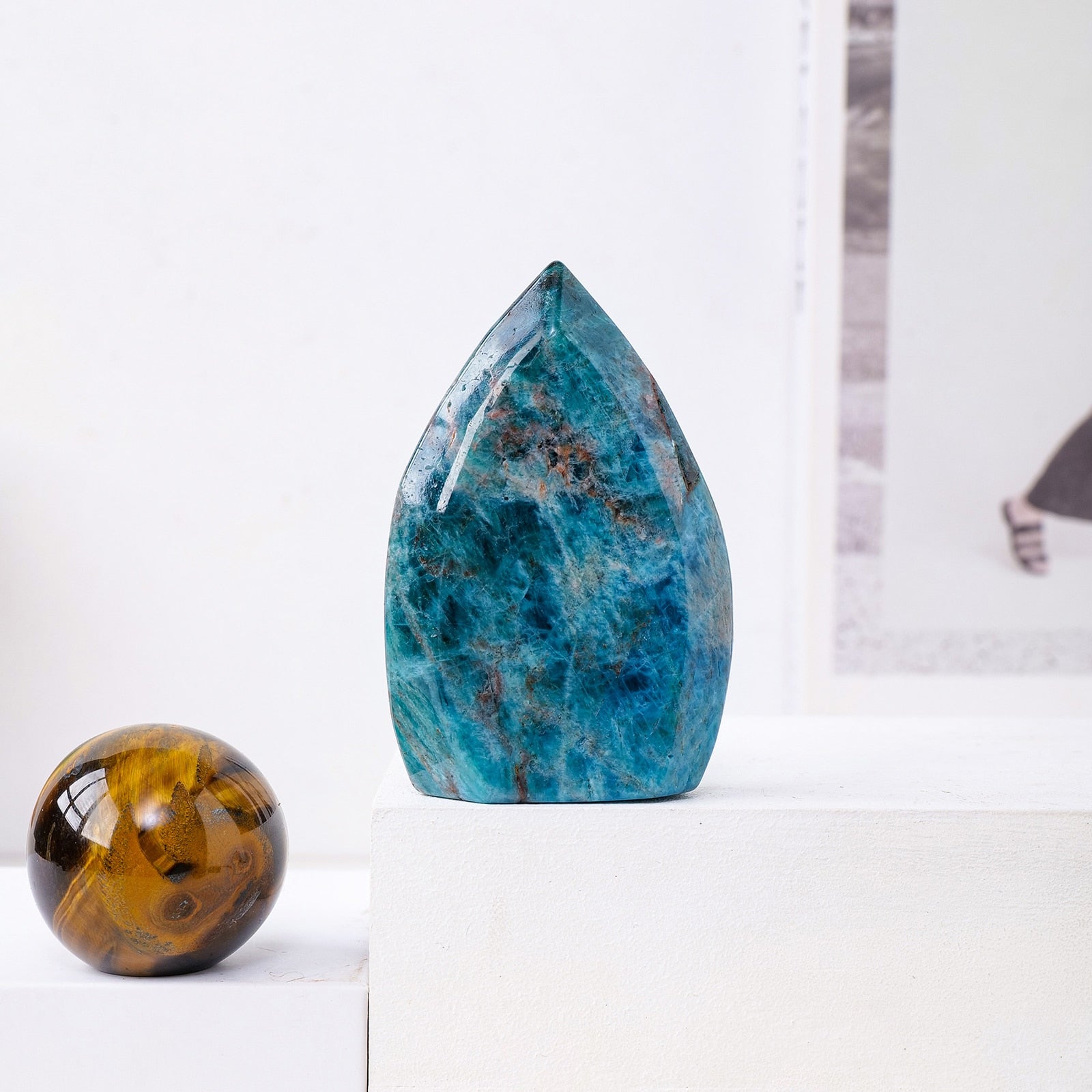 Blue Apatite Flame Shape Crystal | Ebony Divine Beauty