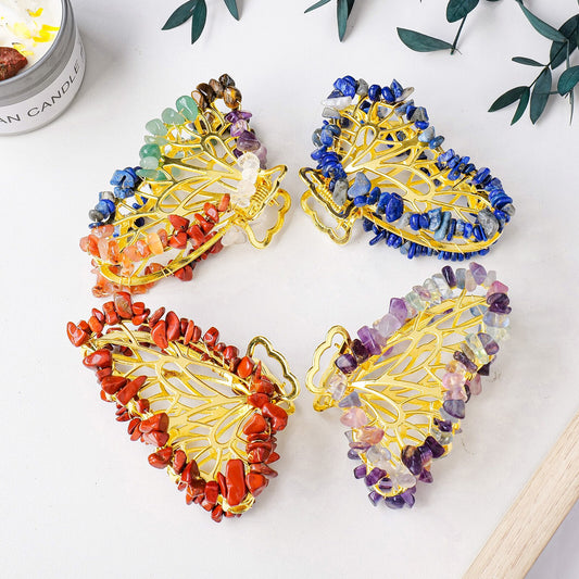 Natural Crystal Butterfly Hair Clip: Energy Healing Hair Accessory Collection